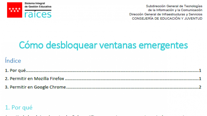 Imagen del documento de ayuda para desbloque de ventanas emergentes