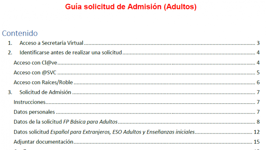 Portada de guía de SV para admisión de Personas Adultas