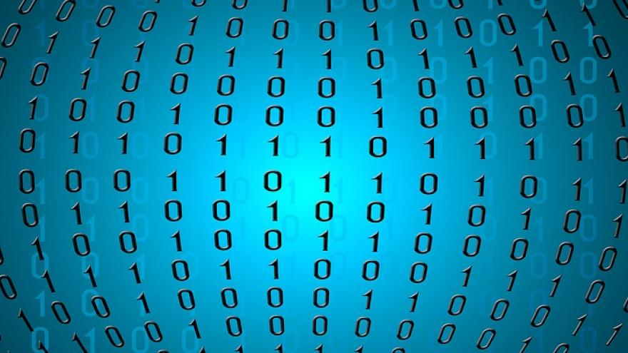 Código binario Ceros y unos sobre fondo azul
