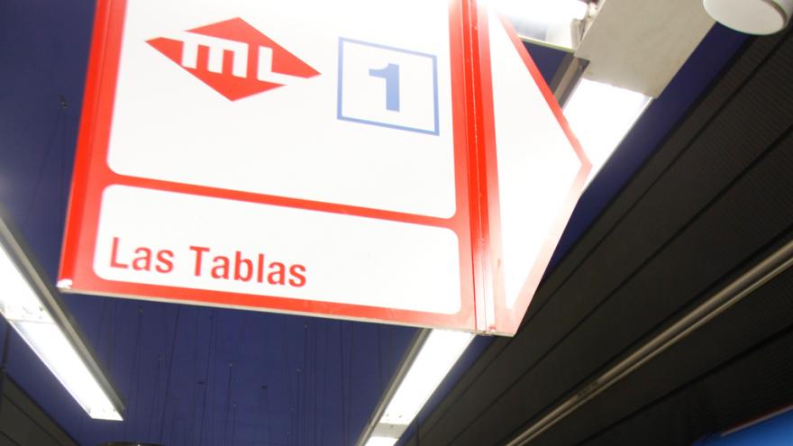 Cartel de Metro Ligero, estación de Las Tablas