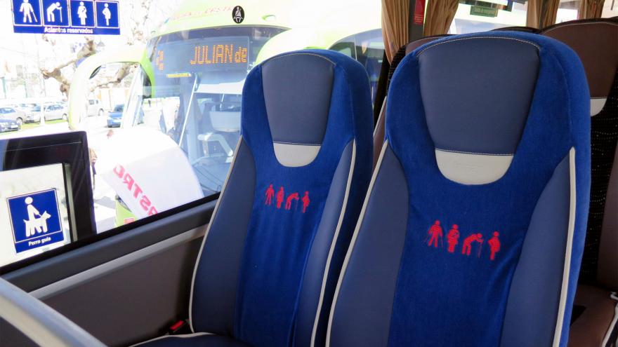 Reserved seats for people with reduced mobility on an intercity bus
