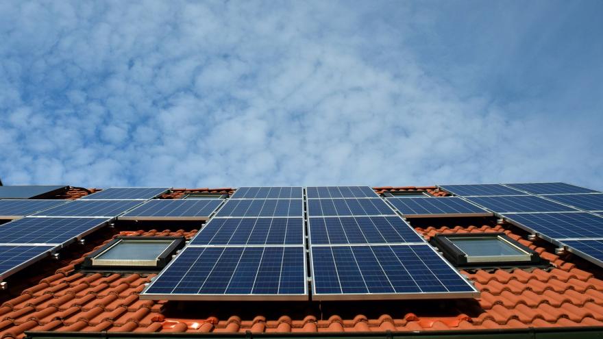 Roof with solar panels