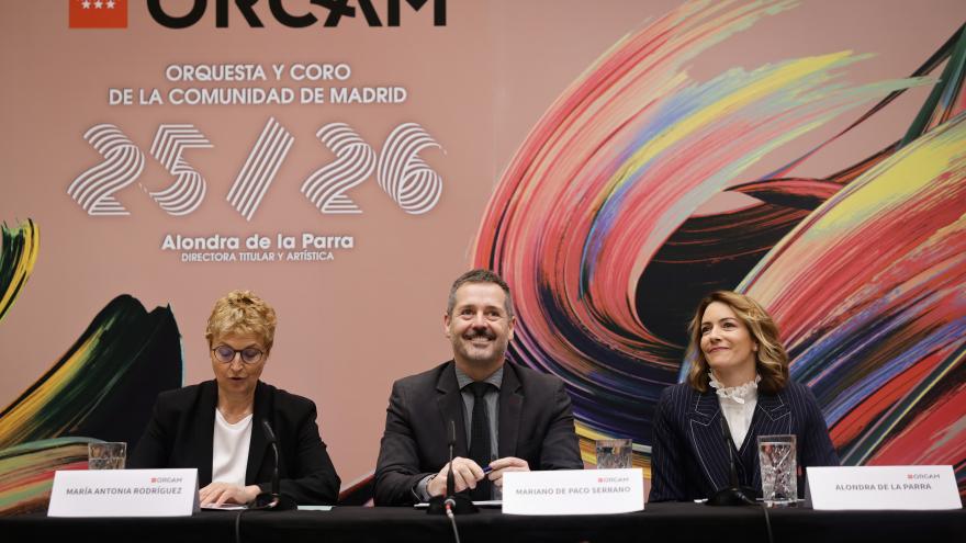 El consejero Mariano de Paco Serrano durante la presentación de la temporada de la ORCAM