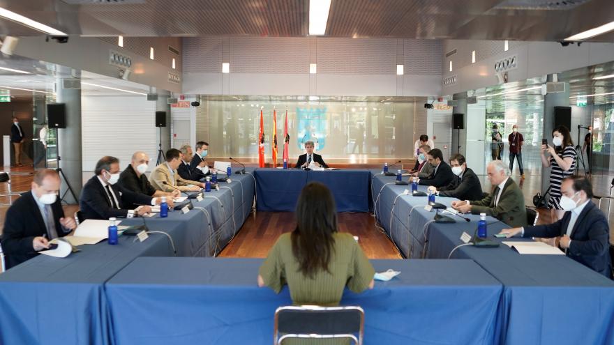 Ángel Garrido durante la presentación de una iniciativa para reducir la hora punta en el transporte público