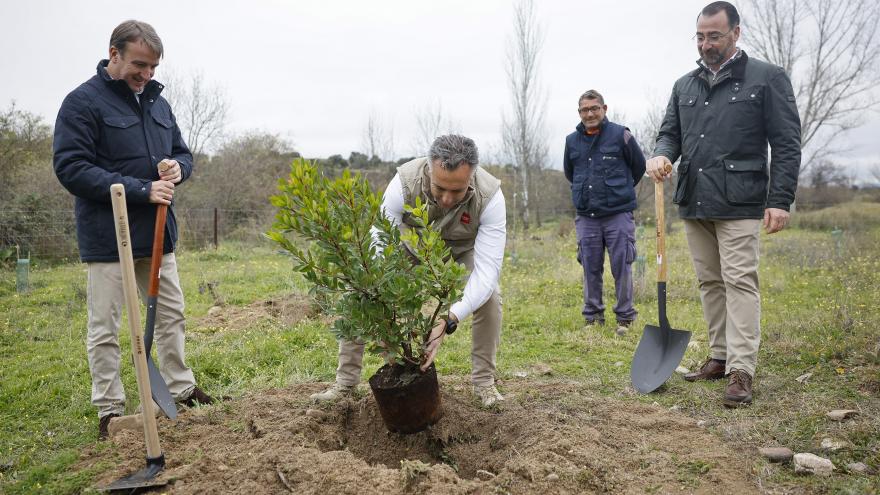 El consejero Carlos Novillo durante su visita a los trabajos de acondicionamiento del parque ecológico Valdeloshielos en Tres Cantos