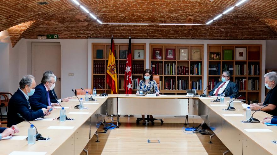 Isabel Díaz Ayuso durante la reunión con expertos médicos