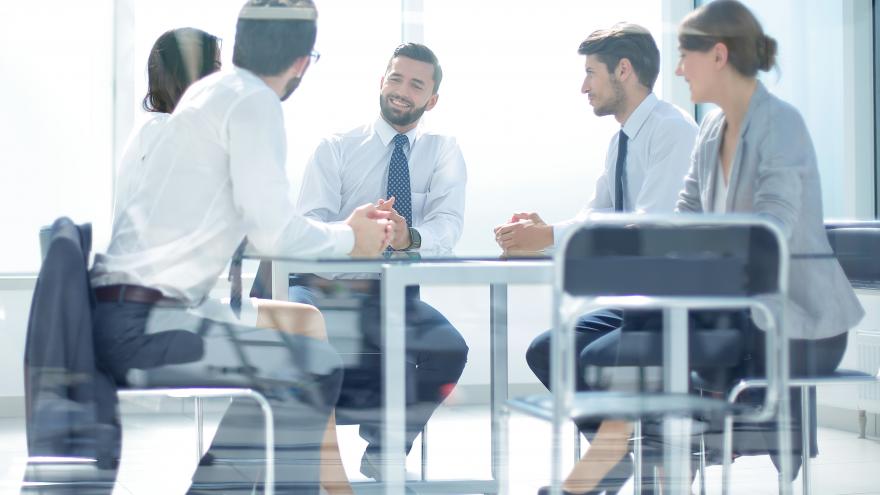 Meeting group of young executives