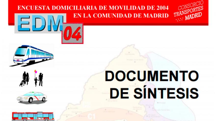 Portada del documento de síntesis de la Encuesta Domiciliaria de Movilidad de la Comunidad de Madrid 2004