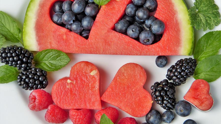 sandía y comida saludable de frutos rojos