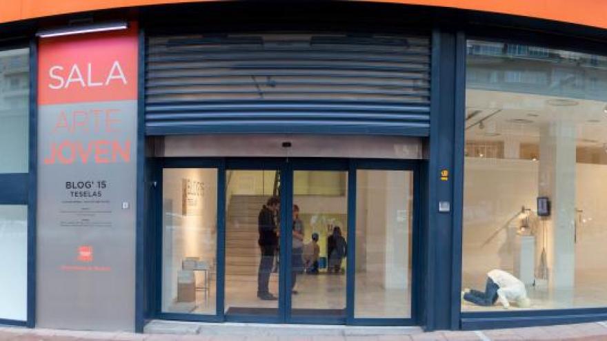 Glass access door to the Young Art Room