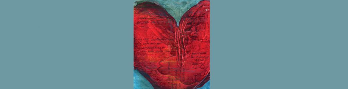 Portada corazón rojo sobre fondo azul