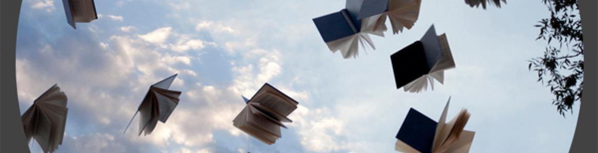 Libros lanzados al aire