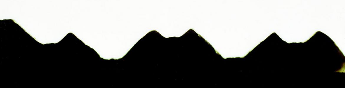 Sin titulo (Paisaje).Joan Fontcuberta Dibujo de una silueta en negro sobre fondo blanco que simula una montaña