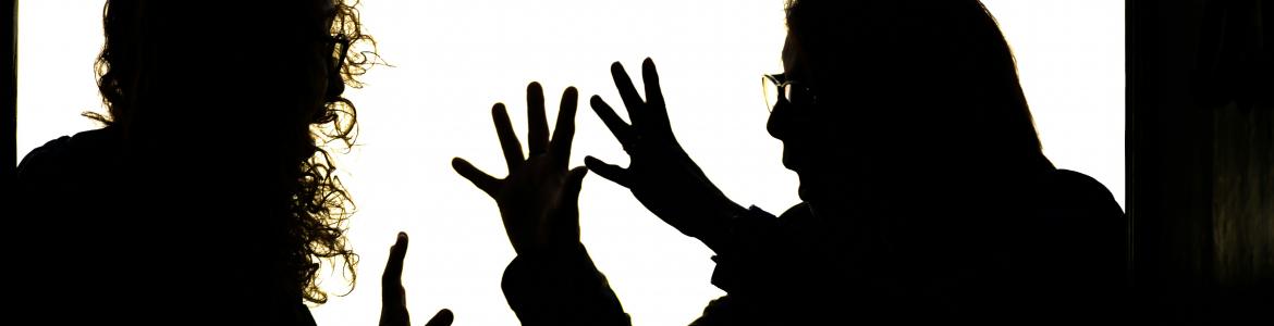 Jornada prevención violencia ocupacional externa personas discutiendo entre sombras