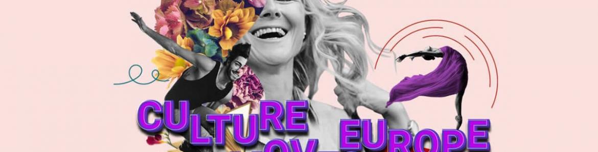 Mujer riendo y leyenda La cultura mueve Europa