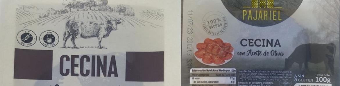 Cecina en lonchas Envases de cecina
