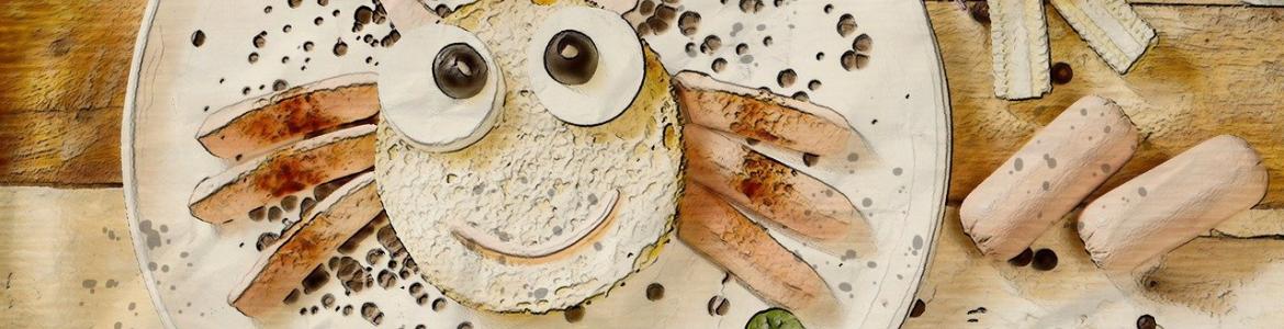 Hamburguesa vegetal Pan cara con ojos vegetal