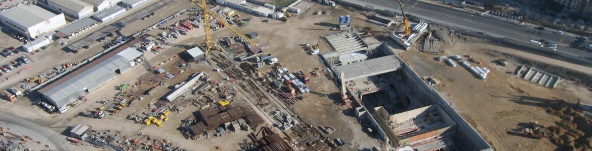Vista aérea de la zona durante la ejecución de las obras Vista aérea de la estación San Cristóbal durante la ejecución de las obras