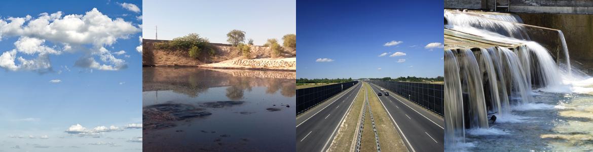 Imagen cielo, laguna, carretera ydepuradora