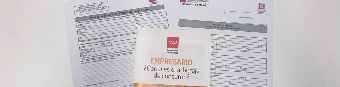 Hojas de reclamaciones, solicitud de arbitraje y folleto