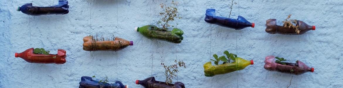 Reutilizar botellas de plástico Macetas con botellas de plástico