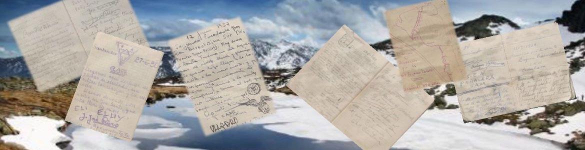 Libros de cumbres y la sierra de Guadarrama_composición propia La sierra de Guadarrama con imágenes superpuestas de libros de cumbres