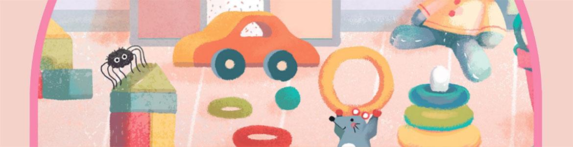 Imagen decorativa, un ratón de dibujos y una araña ordenan su cuarto