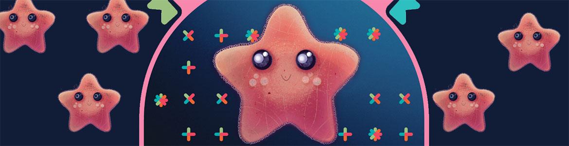 Imagen decorativa, una estrella de mar sonriente