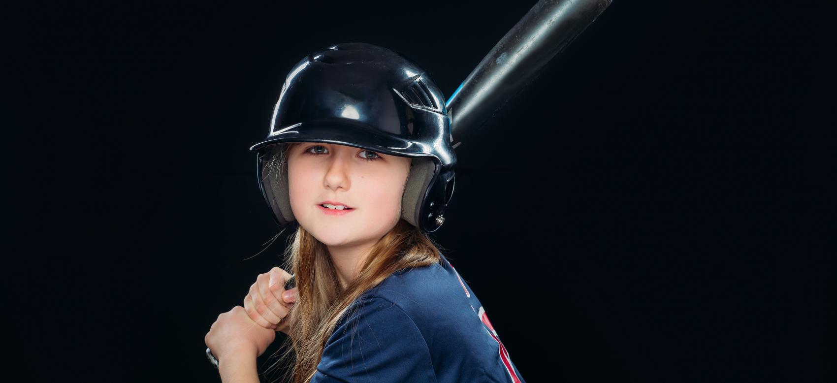 Girl in batting position