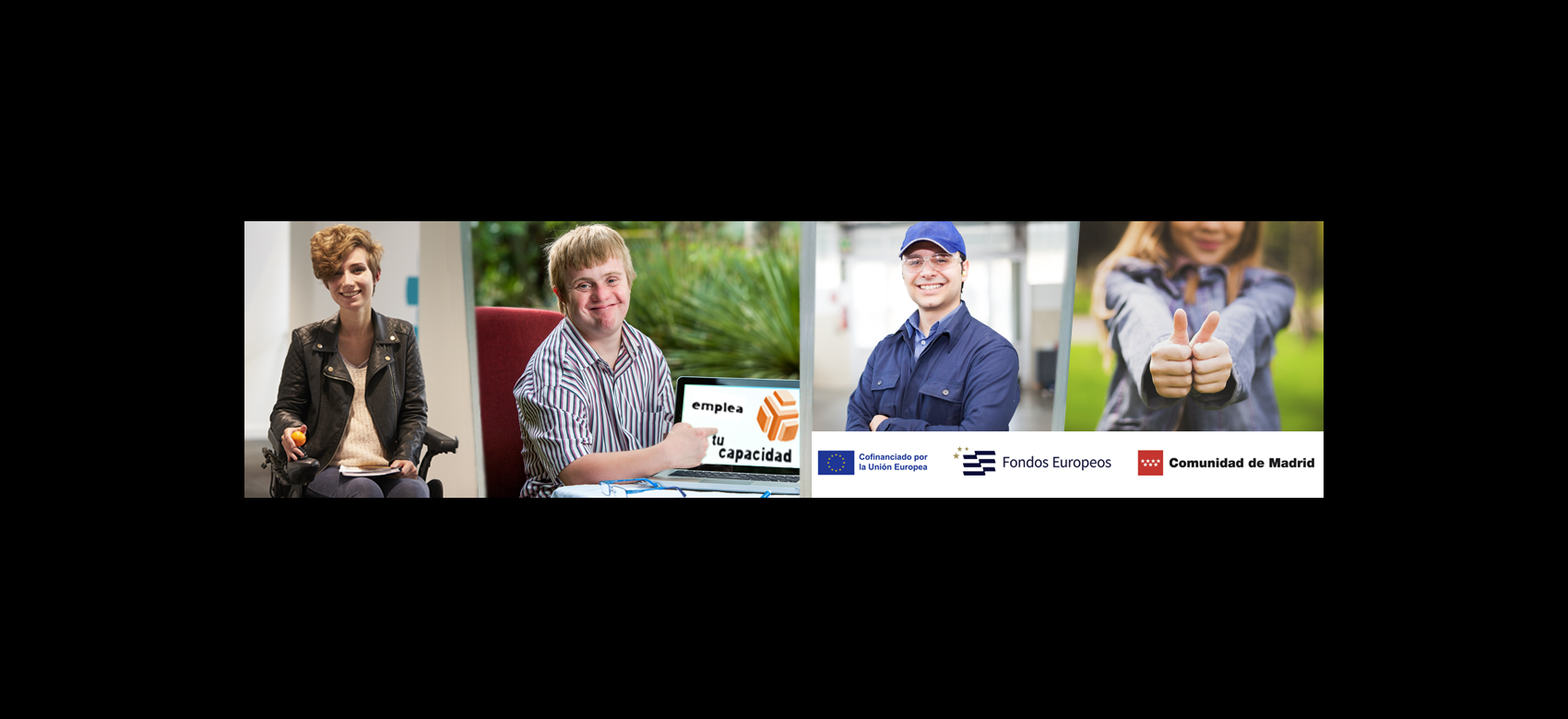 Banner del Programa Emplea tu Capacidad Composición fotográfica con galería de potenciales participantes en el programa Emplea tu Capacidad