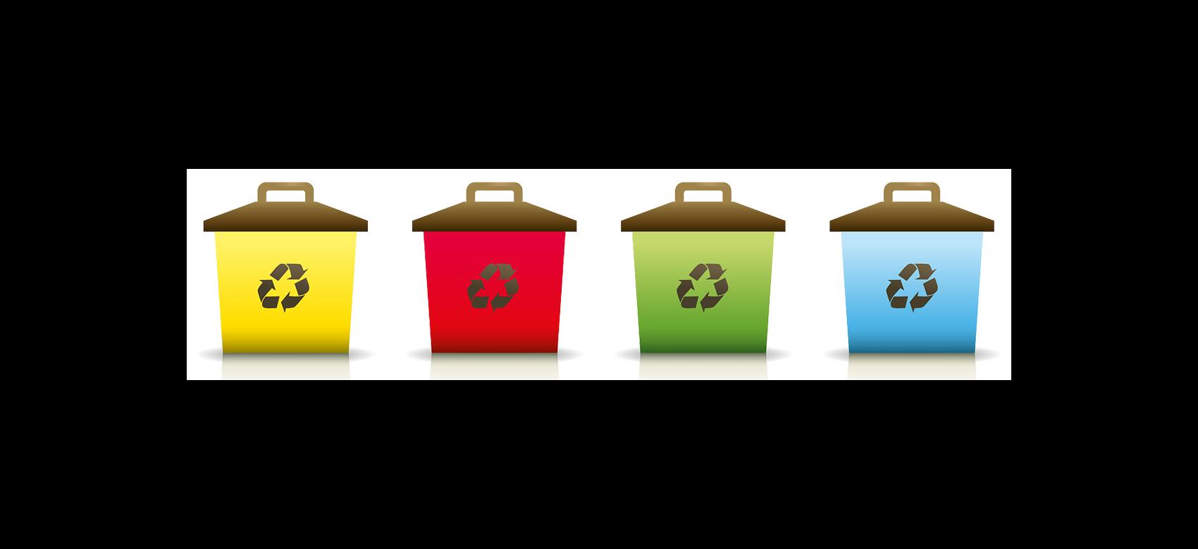 Imagen de contenedores con símbolos de reciclaje