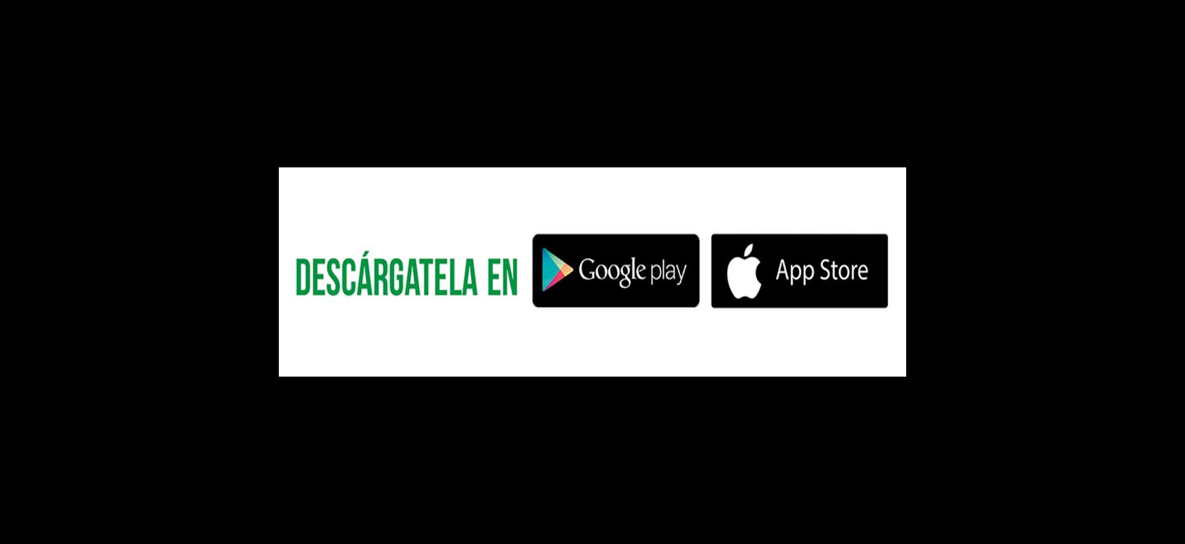 Texto "Descárgatela en Google play o Apple Store"