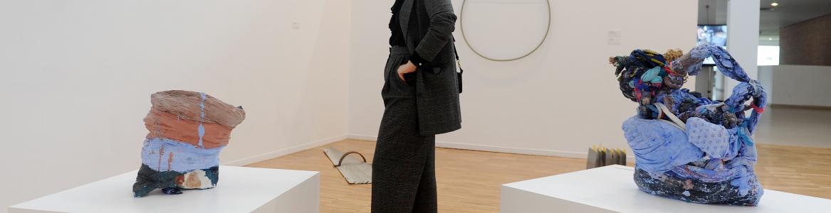 Visitante en una exposición de arte
