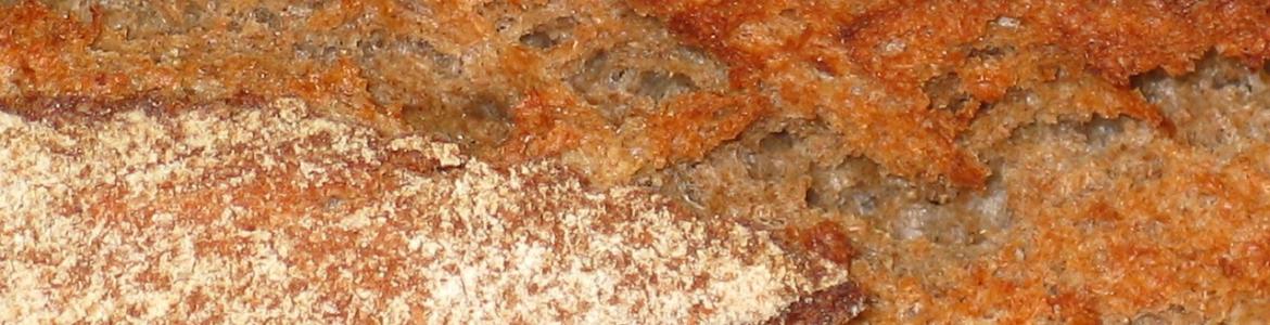 Imagen macro de la corteza de una barra de pan