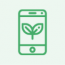 Icono que representa la renovación con el grafismo de un teléfono móvil que contiene en su interior una planta