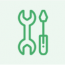 Icono que representa herramientas de reparación como destornillador o llave inglesa