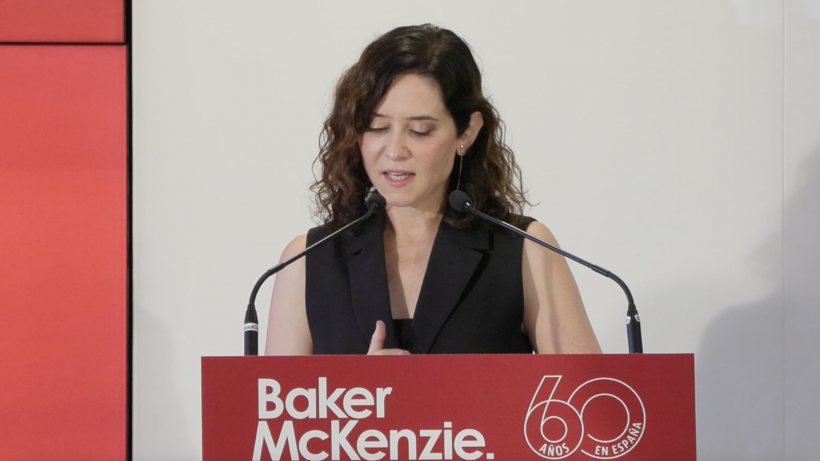 Díaz Ayuso, hoy en la conmemoración del 60º aniversario del despacho de abogados estadounidense Baker McKenzie