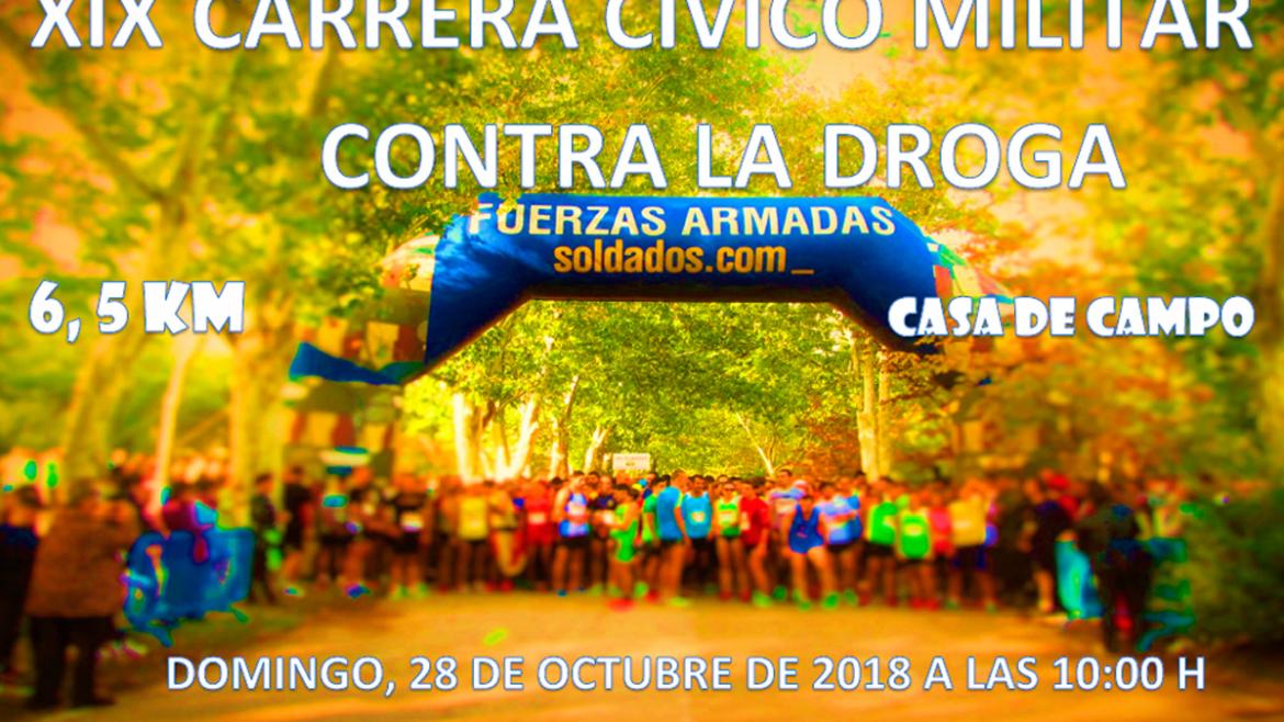 Salud Pública patrocina la XIX Carrera Cívico Militar Contra la Droga que organiza el Ejército Cartel de la carrera cívico militar contra la droga 2018