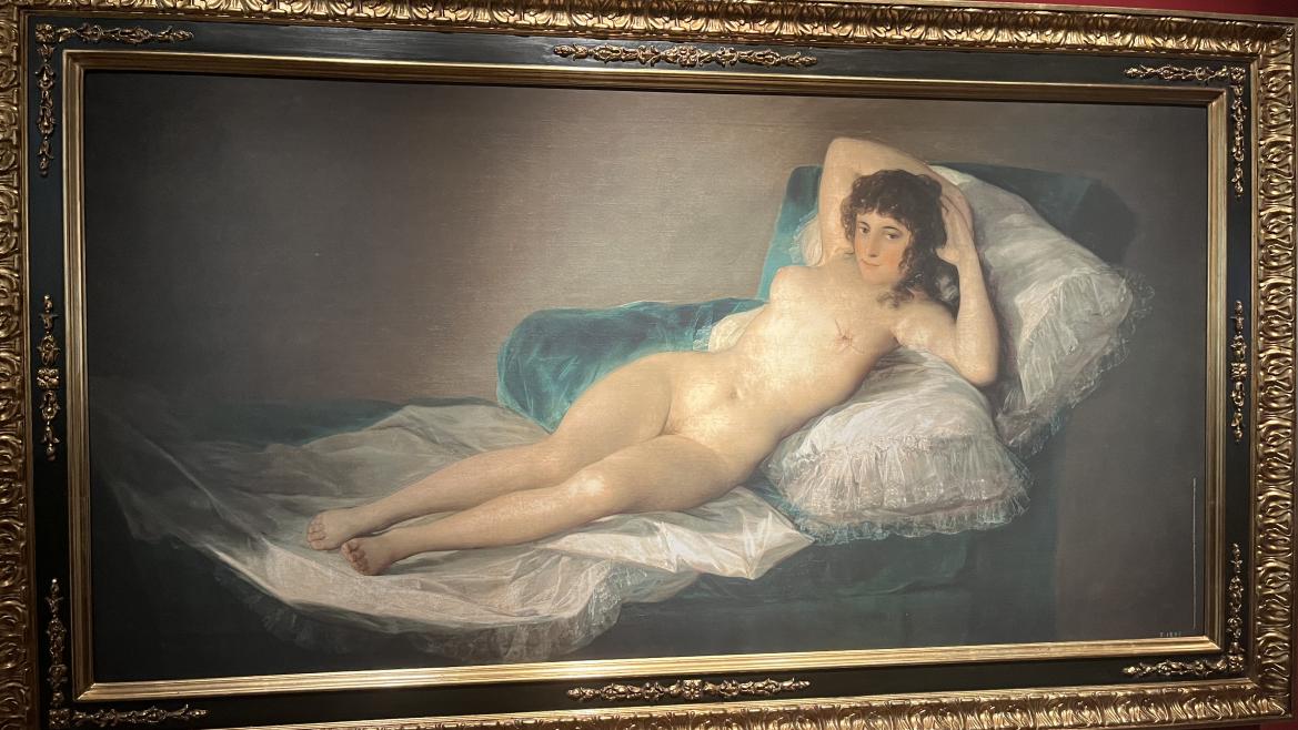La Maja desnuda de la campaña contra el cáncer de mama Réplica mastectomizada de la Maja Desnuda