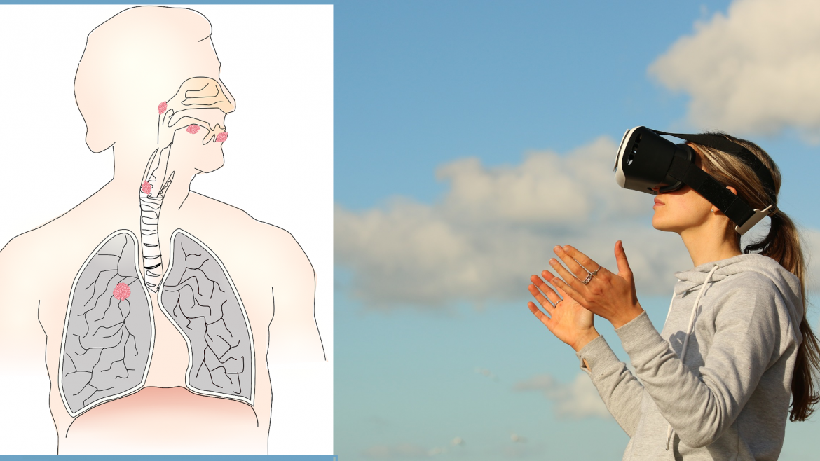 Imagen icónica de cáncer de pulmón y gafas de Realidad Virual