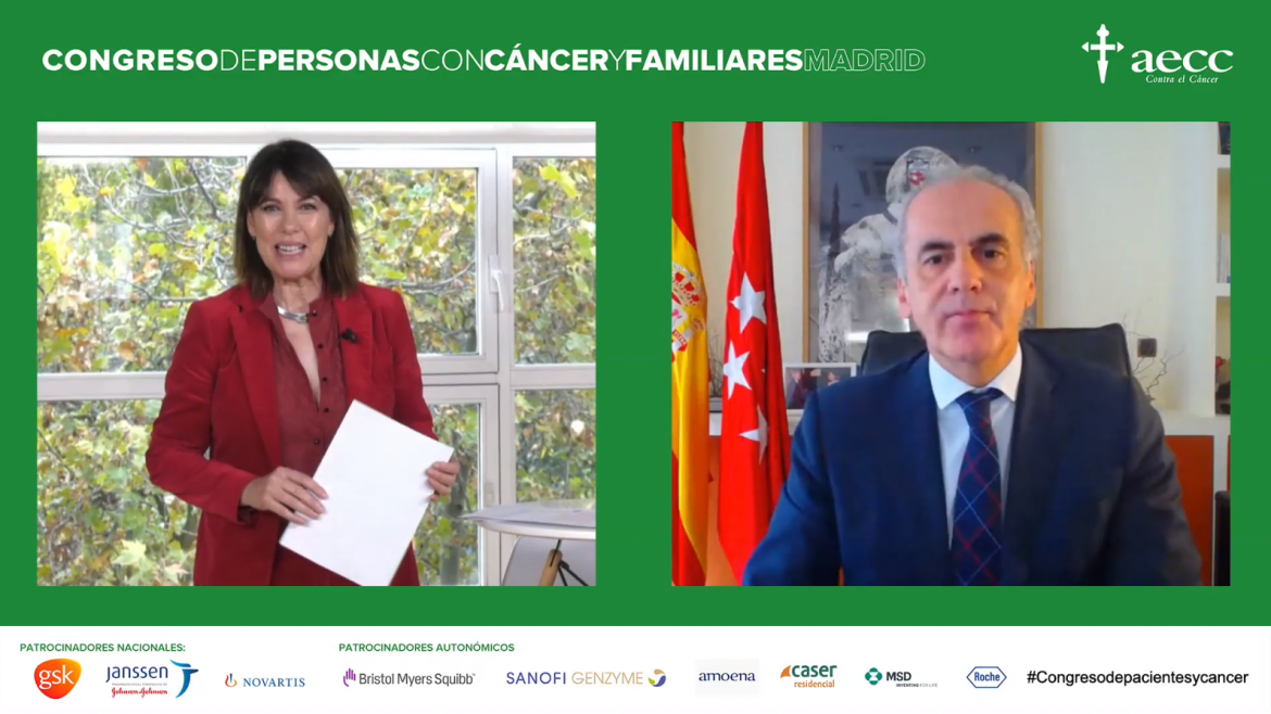 Presentadora y consejero de Sanidad en la inauguración