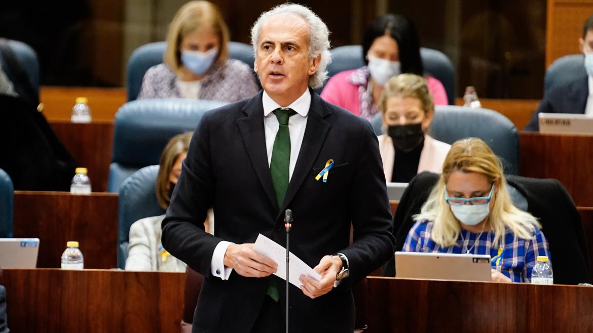 El consejero durante su intervención en el pleno de la Asamblea