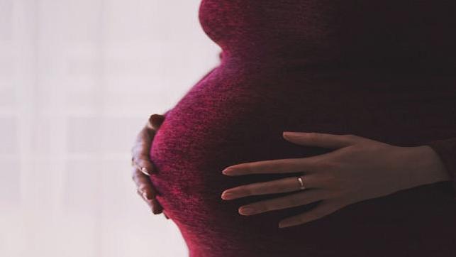 Torso y abdomen de mujer embarazada