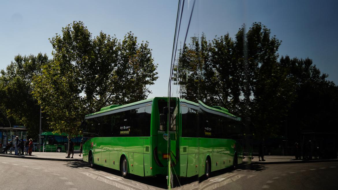 imagen de un autobús 100% eléctrico del Consorcio de Transportes de la Comunidad de Madrid