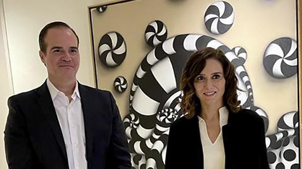 Isabel Díaz Ayuso durante la reunión con el presidente del Banco Interamericano de Desarrollo