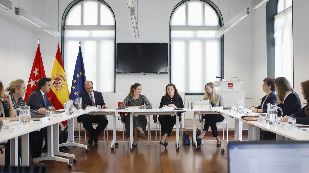 Las consejeras Fátima Matute y Ana Dávila durante la constitución de la Comisión de Coordinación Sociosanitaria