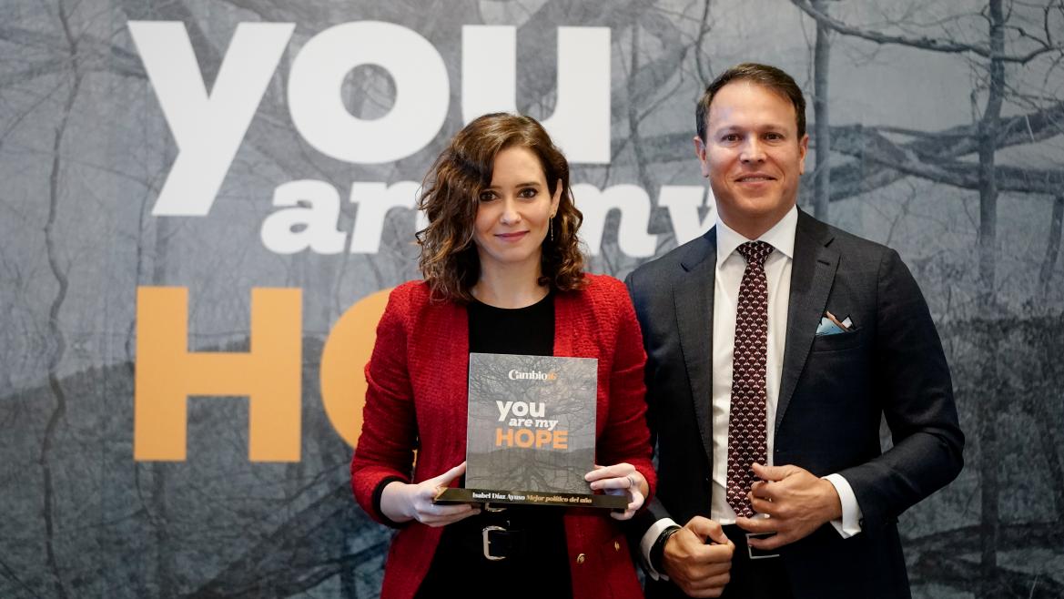 Isabel Díaz Ayuso durante la recepción del Premio Cambio 16 a Mejor Político del Año