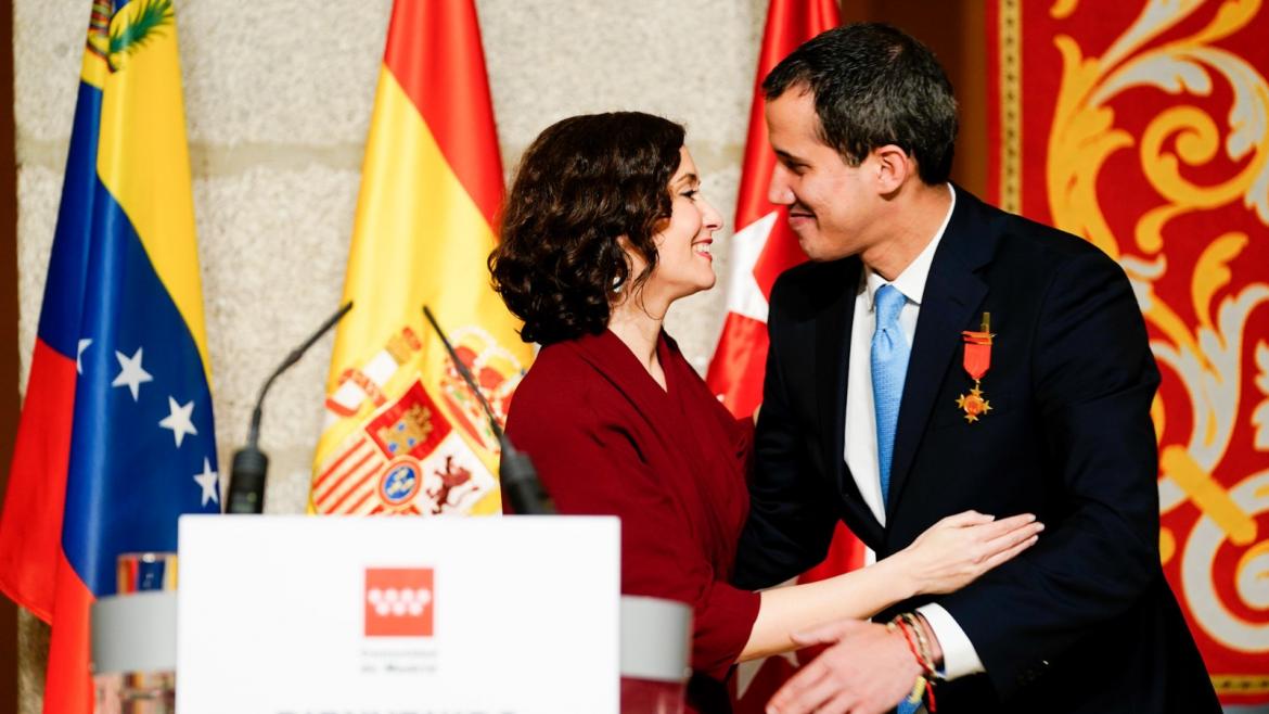 Isabel Díaz Ayuso durante la recepción a Juan Guaidó en la Real Casa de Correos