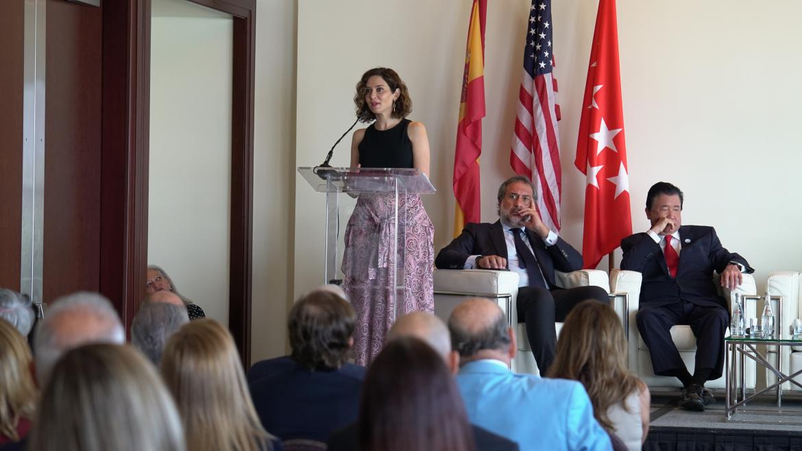 La presidenta durante su intervención en Miami