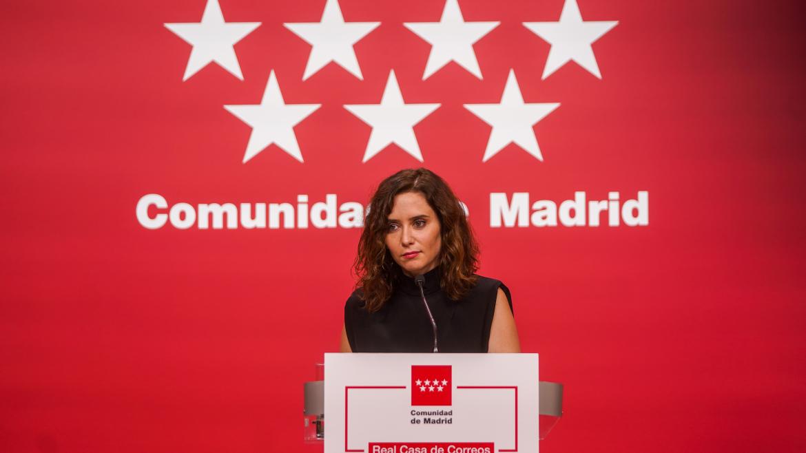 Díaz Ayuso anuncia el fin de la eventualidad en la sanidad pública madrileña e incentivos en Atención Primaria La presidenta durante la rueda de prensa